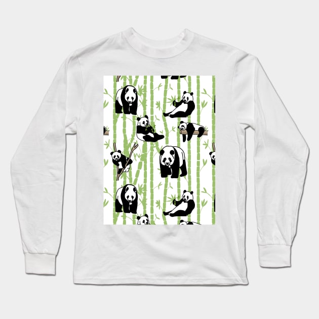 Giant Pandas in the bamboo forest on white background Long Sleeve T-Shirt by Quick Brown Fox Canada 